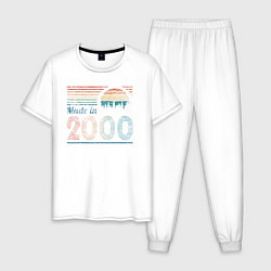 Пижама хлопковая мужская Сделано в 2000 ретро, цвет: белый
