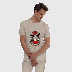 Пижама хлопковая мужская Лицо ужасного чудовища, цвет: миндальный — фото 2