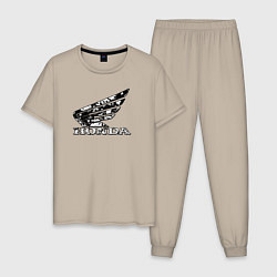 Пижама хлопковая мужская Хонда логотип, цвет: миндальный