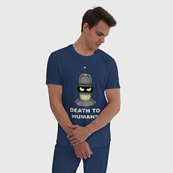 Пижама хлопковая мужская Bender - death to humans, цвет: тёмно-синий — фото 2