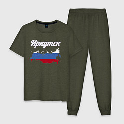 Пижама хлопковая мужская Иркутск Иркутская область, цвет: меланж-хаки
