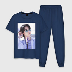 Пижама хлопковая мужская Мировой красавчик Джин, цвет: тёмно-синий