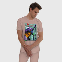 Пижама хлопковая мужская EVA 01 Poster - Evangelion, цвет: пыльно-розовый — фото 2