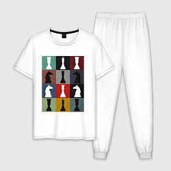 Мужская пижама Шахматные фигуры на цветном фоне