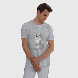Пижама хлопковая мужская Милашка Кролик, цвет: меланж — фото 2