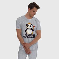 Пижама хлопковая мужская Панда - Правители Мира, цвет: меланж — фото 2