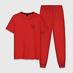 Пижама хлопковая мужская Hibiscus, цвет: красный