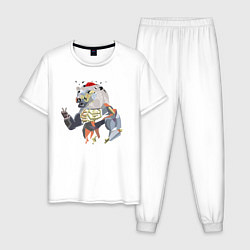 Пижама хлопковая мужская Bear-zombie - Halloween - Hype, цвет: белый