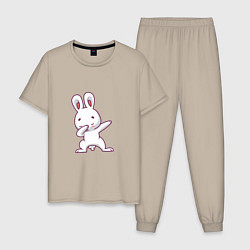 Пижама хлопковая мужская Rabbit Dab, цвет: миндальный