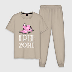 Пижама хлопковая мужская Cupid free zone, цвет: миндальный