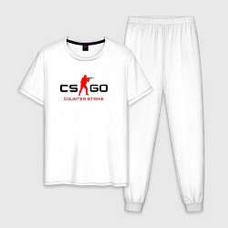 Пижама хлопковая мужская Counter Strike логотип, цвет: белый