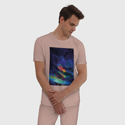 Пижама хлопковая мужская Звездная рапсодия, цвет: пыльно-розовый — фото 2