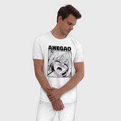Пижама хлопковая мужская Ахегао рисунок, цвет: белый — фото 2