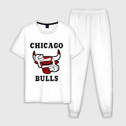 Пижама хлопковая мужская Chicago Bulls SWAG, цвет: белый