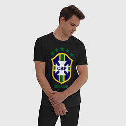 Пижама хлопковая мужская Brasil CBF, цвет: черный — фото 2