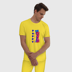 Пижама хлопковая мужская Хагги Вагги обнимаются Poppy Playtime, цвет: желтый — фото 2