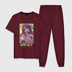 Пижама хлопковая мужская Сакура Минамото - Зомбилэнд Сага Месть, цвет: меланж-бордовый