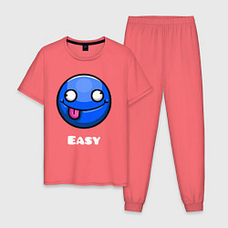 Пижама хлопковая мужская Geometry Dash easy demon, цвет: коралловый