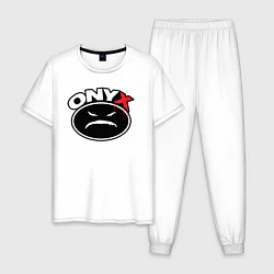 Пижама хлопковая мужская Onyx - black logo, цвет: белый
