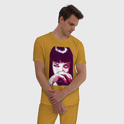 Пижама хлопковая мужская Uma Thurman, цвет: горчичный — фото 2
