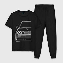Пижама хлопковая мужская BMW 3-й серии E30, цвет: черный