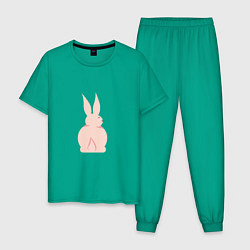 Пижама хлопковая мужская Розовый кролик, цвет: зеленый