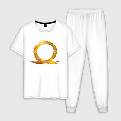 Пижама хлопковая мужская Golden logo GoW Ragnarok, цвет: белый