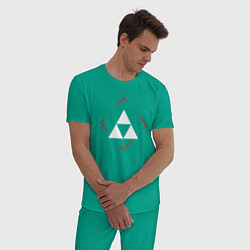 Пижама хлопковая мужская Символ Zelda в красном ромбе, цвет: зеленый — фото 2