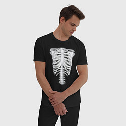 Пижама хлопковая мужская Скелет грудная клетка, цвет: черный — фото 2