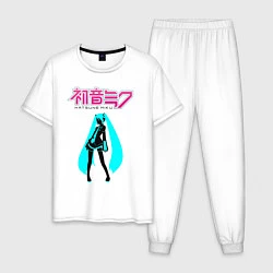 Пижама хлопковая мужская Вокалоид Хацуне Мику, цвет: белый