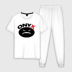 Пижама хлопковая мужская Onyx logo black, цвет: белый