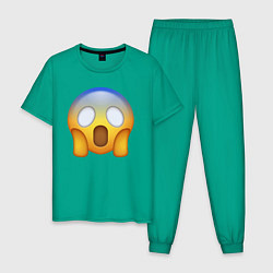 Пижама хлопковая мужская Эмодзи - страх, цвет: зеленый