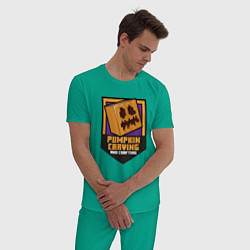 Пижама хлопковая мужская Тыквенная голова - Minecraft, цвет: зеленый — фото 2
