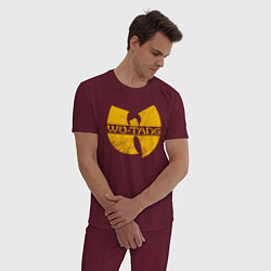 Пижама хлопковая мужская Wu scratches logo, цвет: меланж-бордовый — фото 2