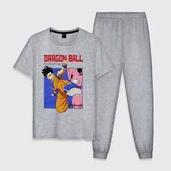 Пижама хлопковая мужская Dragon Ball - Сон Гоку - Удар, цвет: меланж