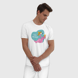 Пижама хлопковая мужская Фламинго - Flaamingos, цвет: белый — фото 2