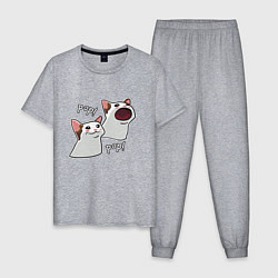 Пижама хлопковая мужская Popcat, цвет: меланж