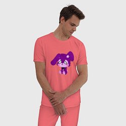 Пижама хлопковая мужская Фиолетовый зайка, цвет: коралловый — фото 2