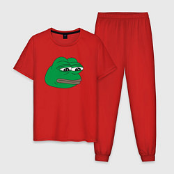 Пижама хлопковая мужская Лягушонок Пепе-Frog Pepe, цвет: красный