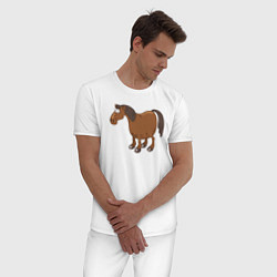 Пижама хлопковая мужская Забавный конь, цвет: белый — фото 2