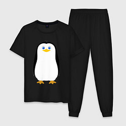 Пижама хлопковая мужская Красивый пингвин, цвет: черный