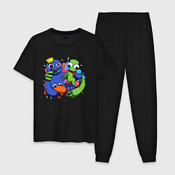 Пижама хлопковая мужская Персонажи игры Радужные друзья, цвет: черный