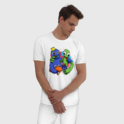 Пижама хлопковая мужская Персонажи игры Радужные друзья, цвет: белый — фото 2