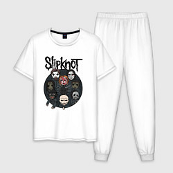 Пижама хлопковая мужская Slipknot art fan, цвет: белый