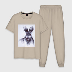 Пижама хлопковая мужская Rabbit symbol 2023, цвет: миндальный
