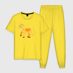 Пижама хлопковая мужская Золотая лошадка, цвет: желтый
