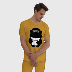 Пижама хлопковая мужская Борзый пандёныш из Бруклина, цвет: горчичный — фото 2