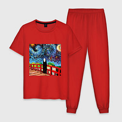 Пижама хлопковая мужская Безликий Гог, цвет: красный
