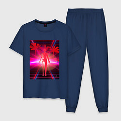 Пижама хлопковая мужская Человеческая сущность, цвет: тёмно-синий