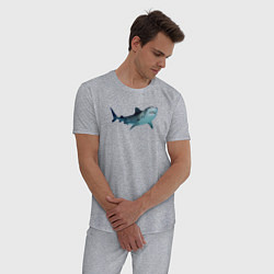 Пижама хлопковая мужская Realistic shark, цвет: меланж — фото 2